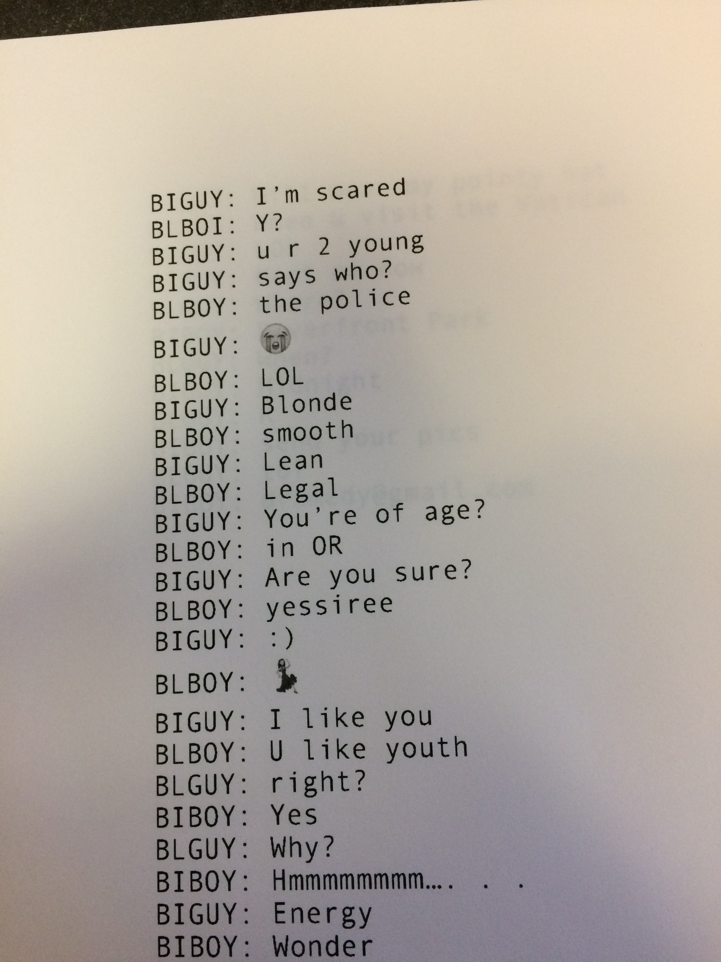 picture of chat script from speech and debate play